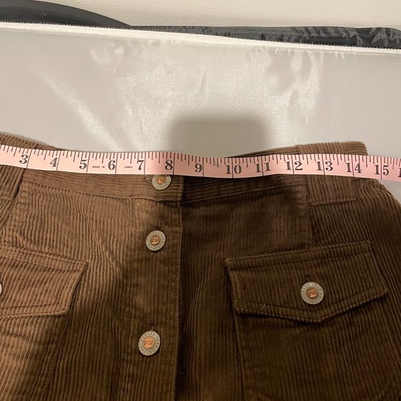 Fore Warned Corduroy Brown Skirt Button Front Mini Skirt Women's Size 14 - Picture 9 of 15